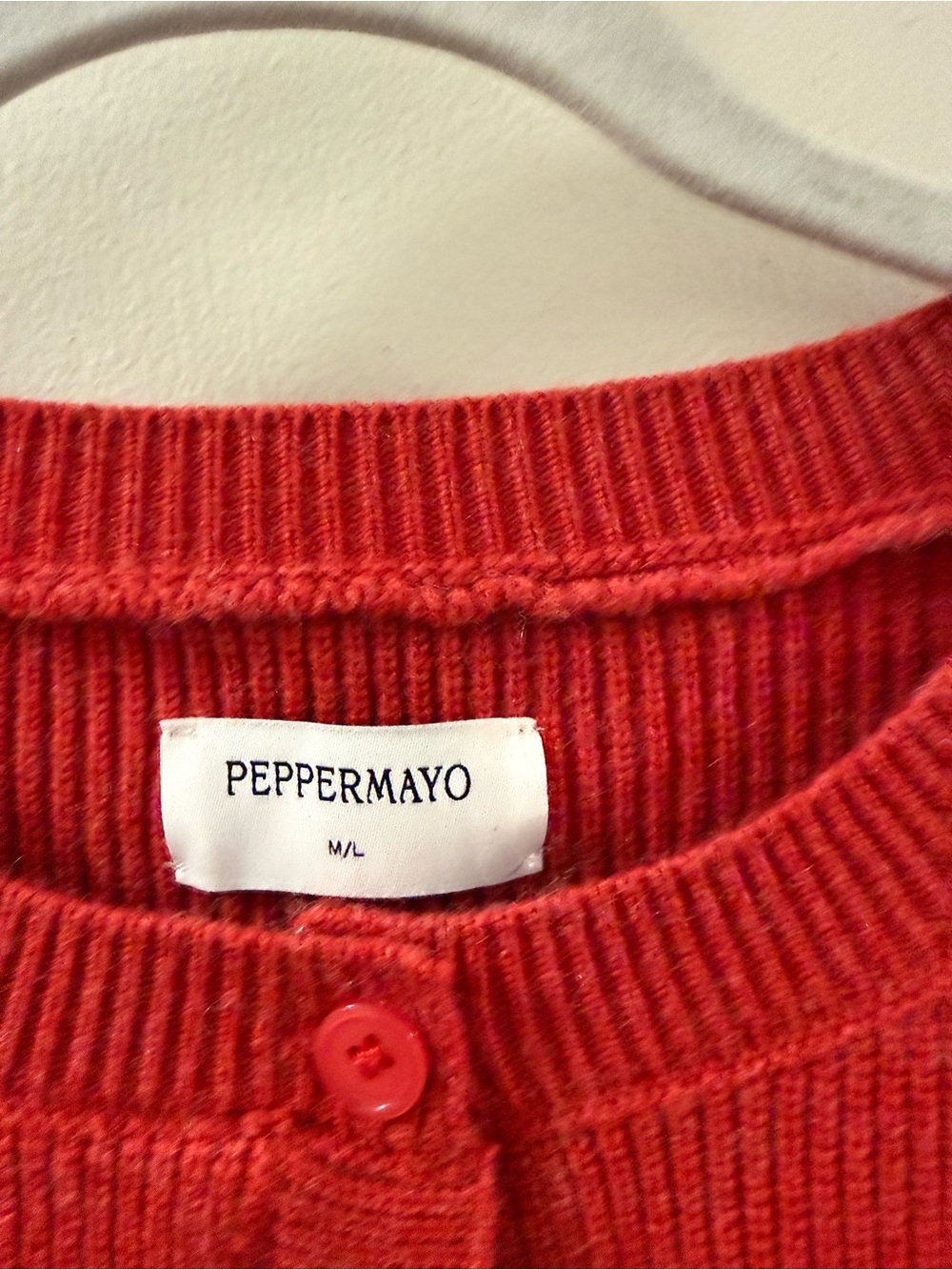 Peppermayo Red Ribbed Button-Up Cropped Cardigan - Picture 3 of 5